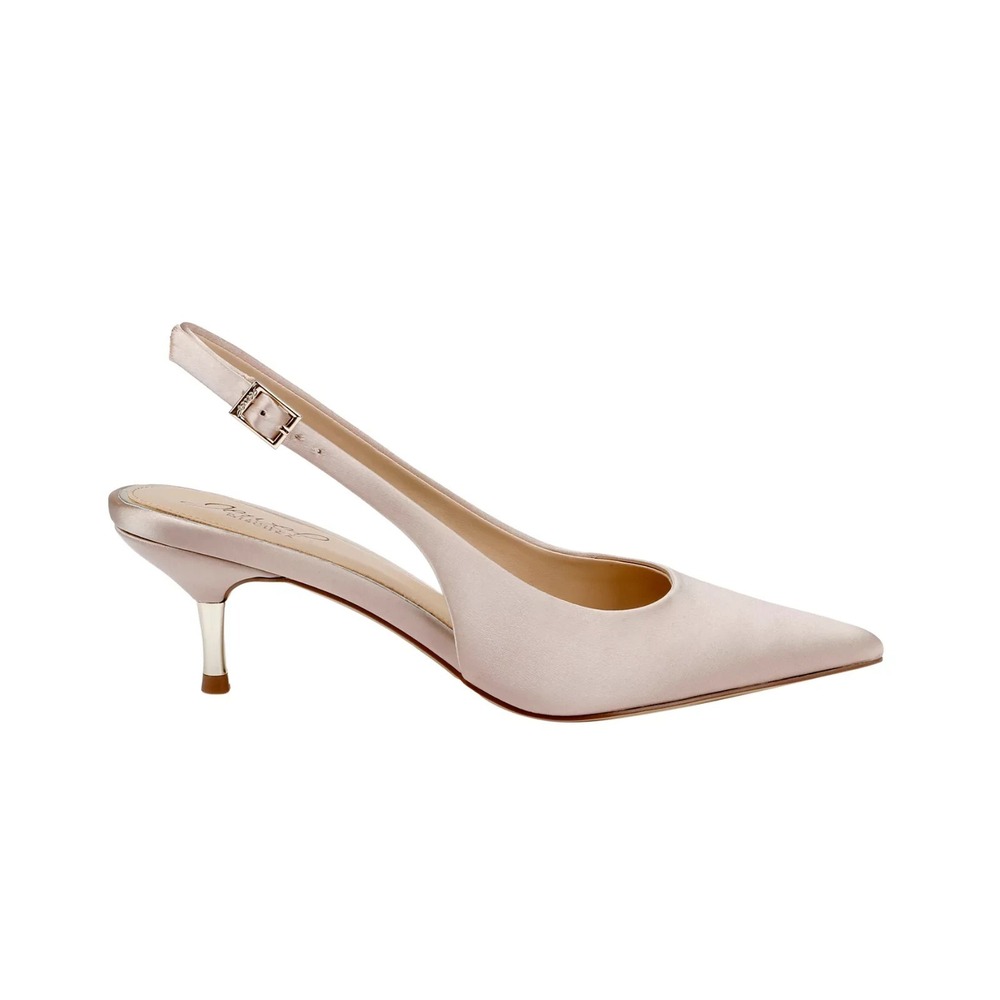Jewel Badgley Mischka Women's Ilana Slingback Satin Pump Heels Dark Nude New!